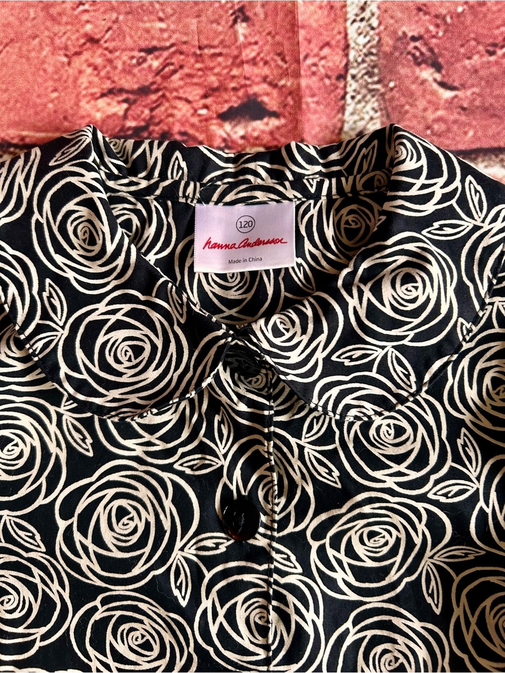 Hanna Andersson Black and White Rose-Print Button Front Top - Picture 3 of 5